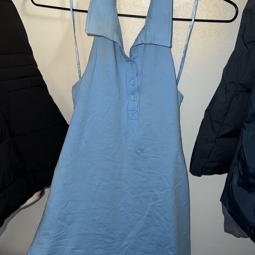 Women's Blue Sleeveless Halter Dress